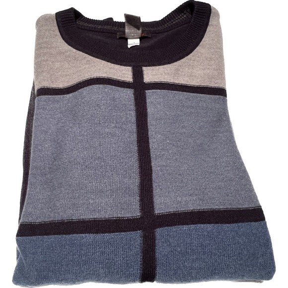 Dockers Men's Blk Blue Gray Color Block 90's Sweater‎ Retro Grandpa  XL - Picture 4 of 6